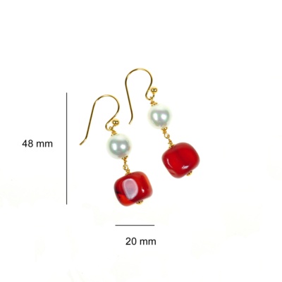 Pearls earrings with carnelian stones 3