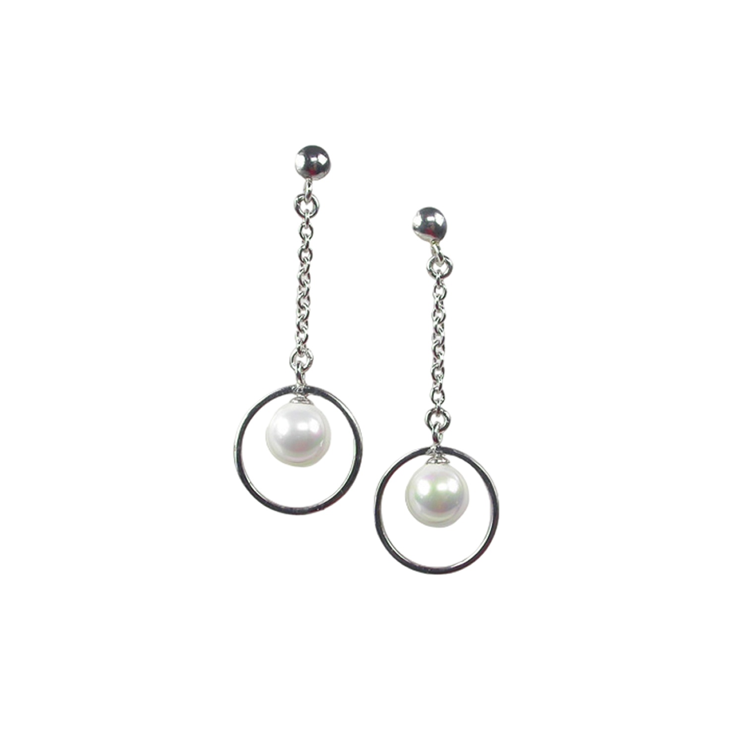 Silver Earrings with 7 mm. White Pearls