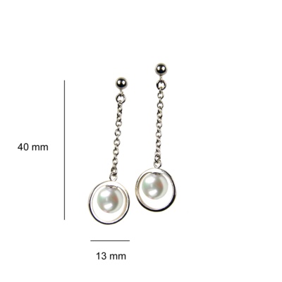 Silver Earrings with 7 mm. White Pearls 2