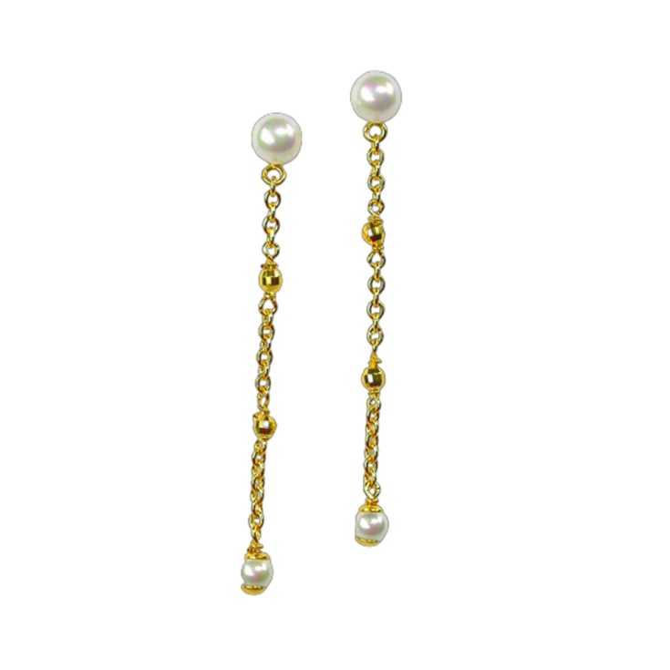 Pendientes bañadas en oro co perlas blancas