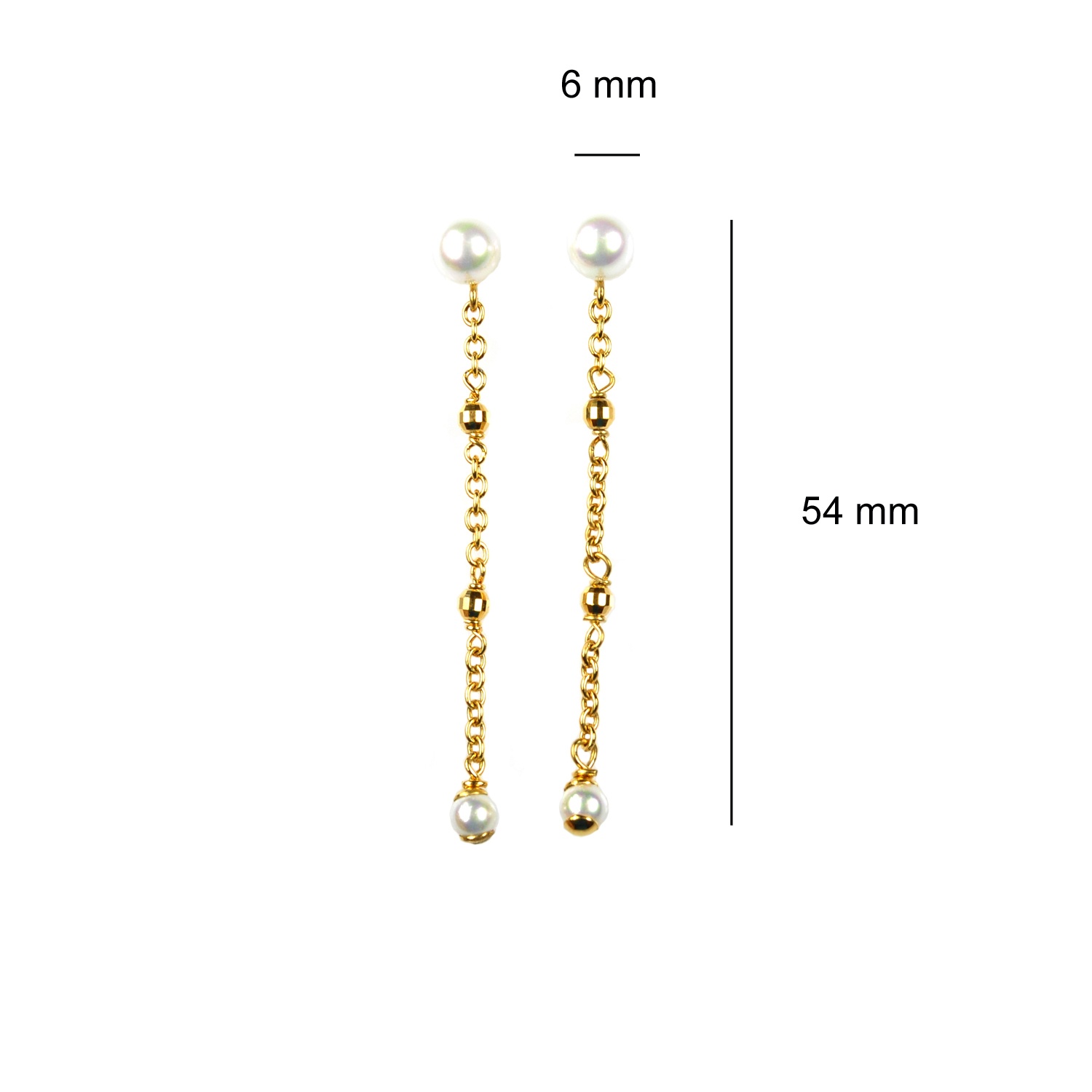 Pendientes bañadas en oro co perlas blancas 2