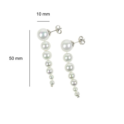 Pendientes clásicos con perlas blancas en disminución 3