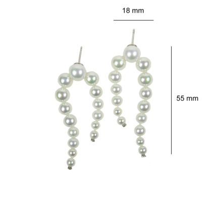 Classic earrings with two lines of diminishing white pearls 2