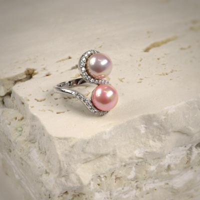 Silver pearl ring 2