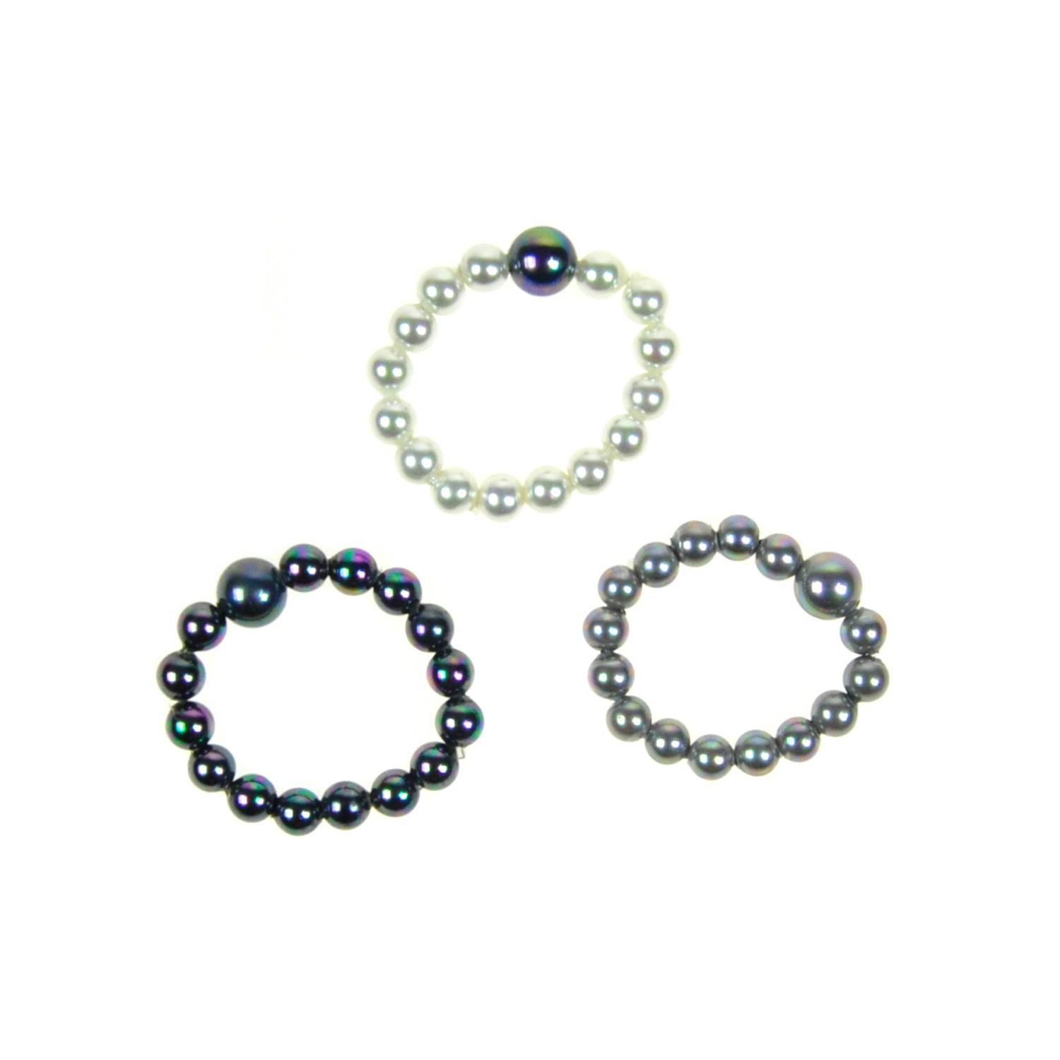Set de 3 anillos de perlas