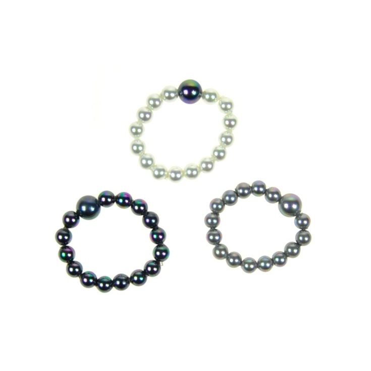 Set de 3 anillos de perlas