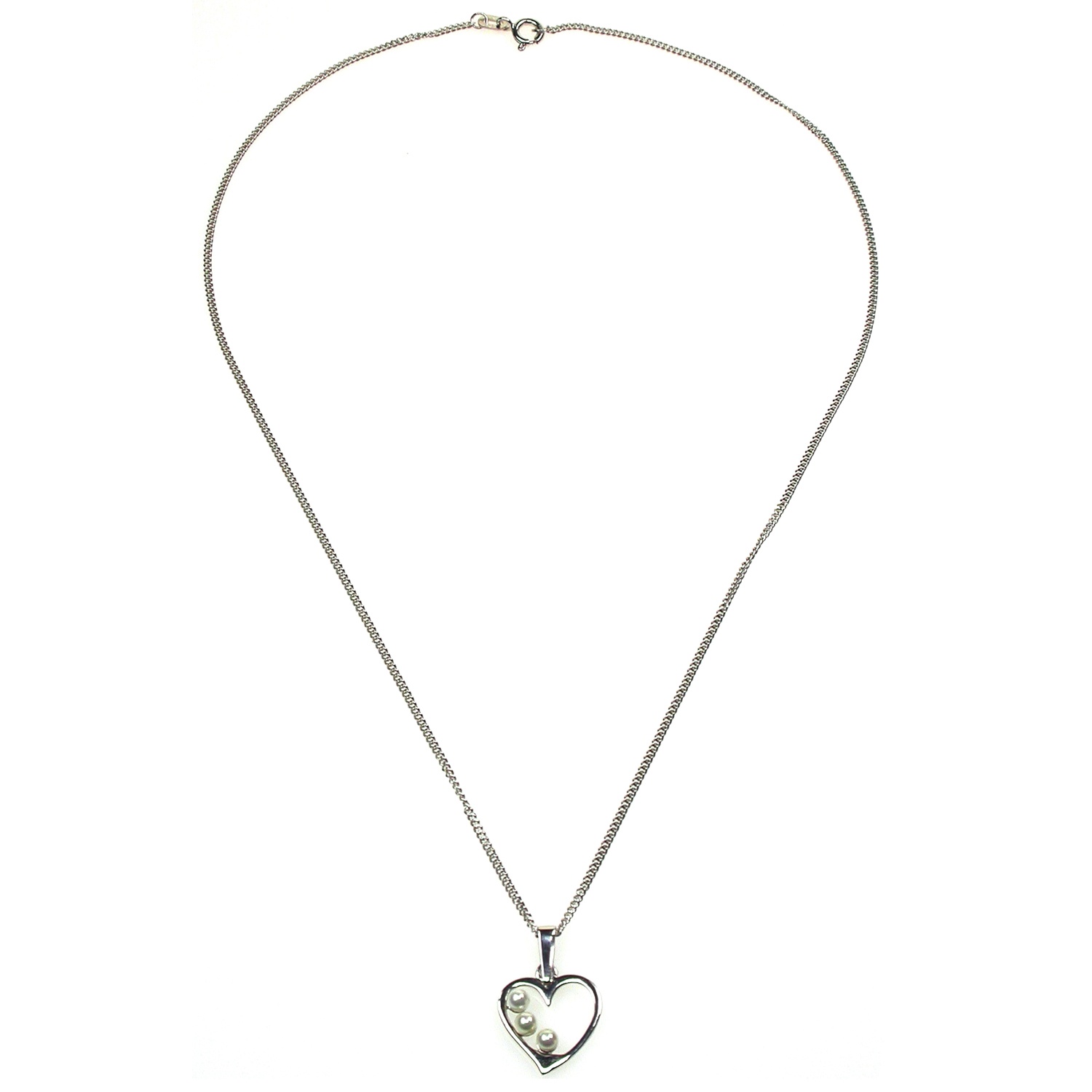 Heartshaped Silver Pendant with white Pearls