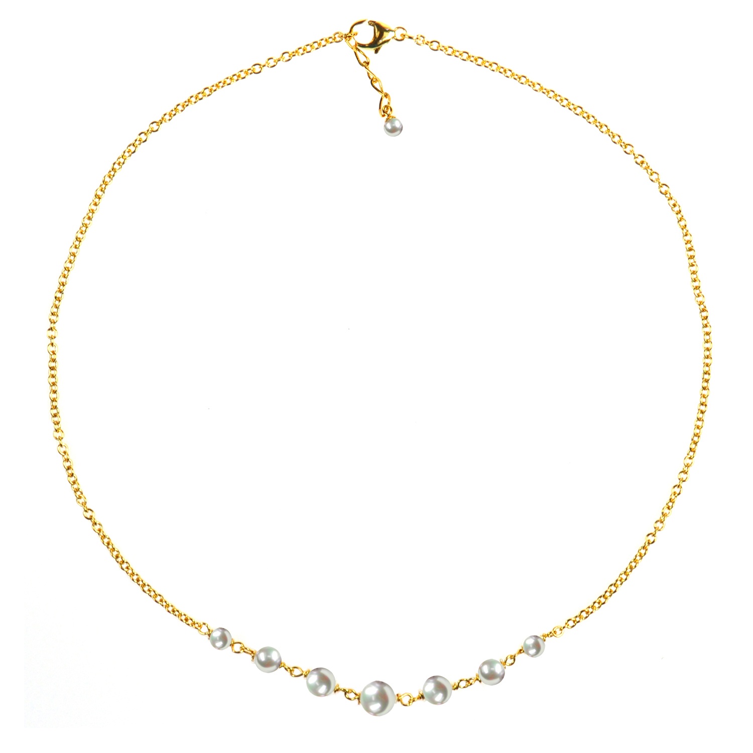 Collar cadena chapada en oro con perlas blancas