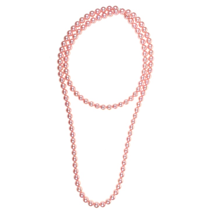 Collar clásico en perlas rosadas