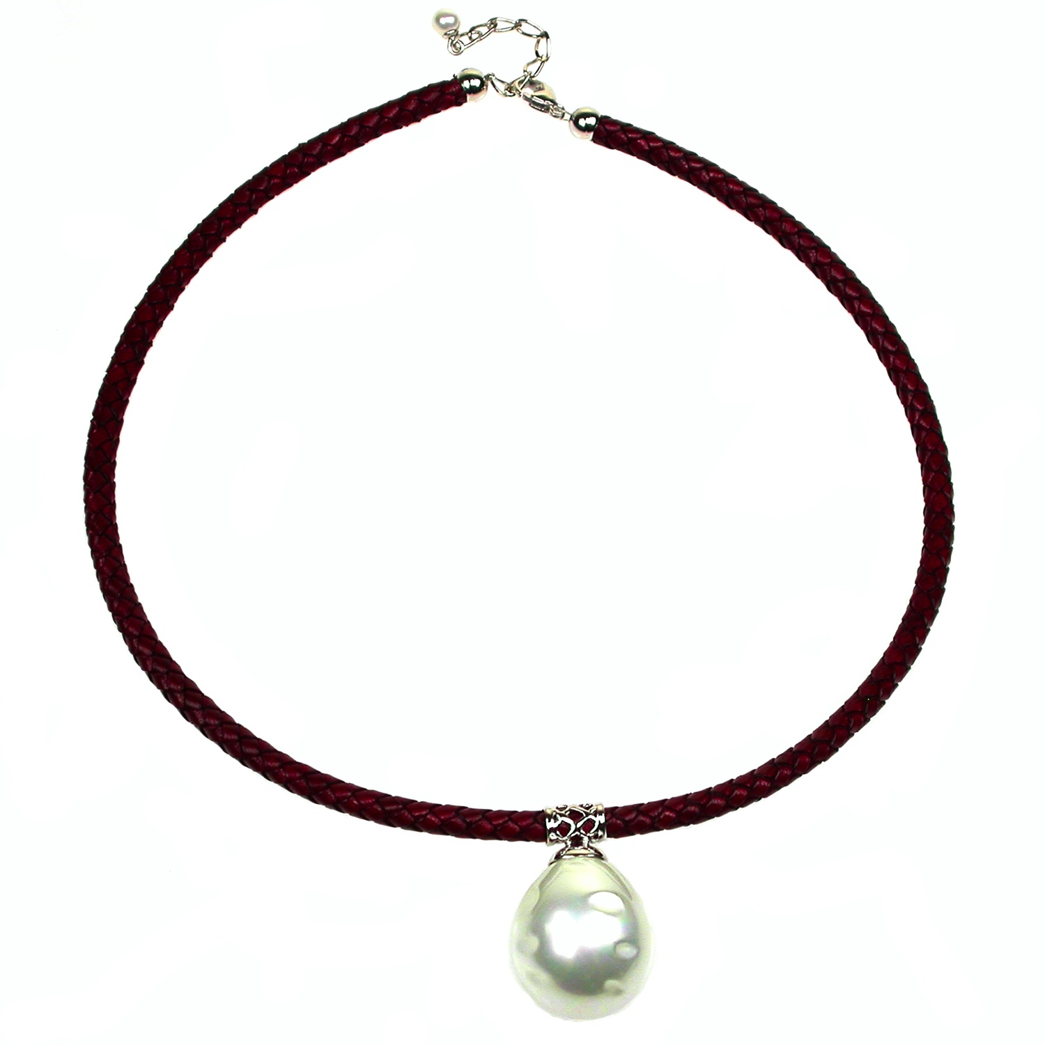 Burgandy leather Necklace 1