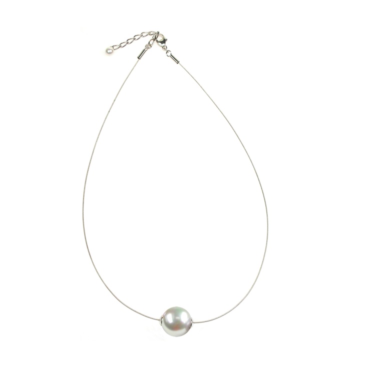 Sterling Silver necklace with a 14 mm pearl