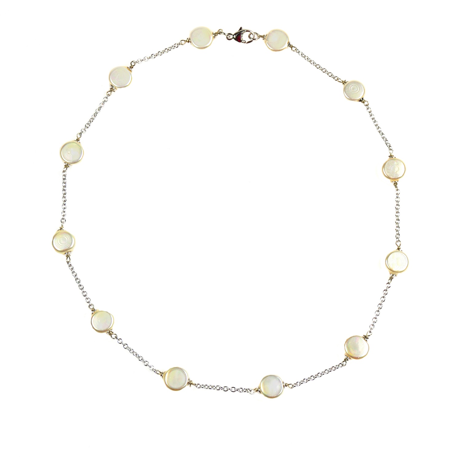 Silberkette mit flachen Perlen 1