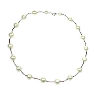 Silver Necklace with Pearls 1