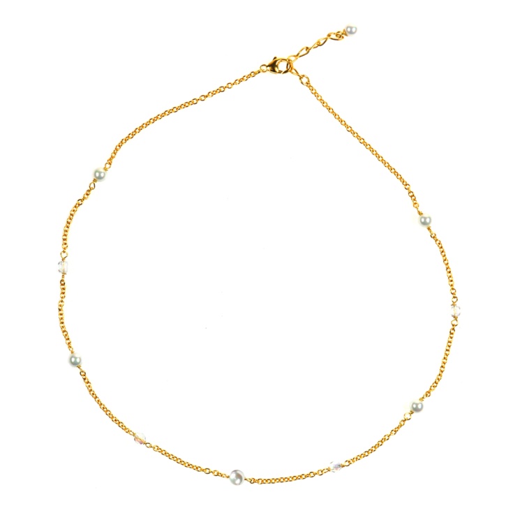 Goldplated necklace with white pearls