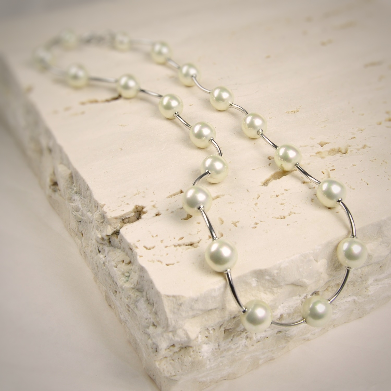 Silver Necklace with Pearls 3