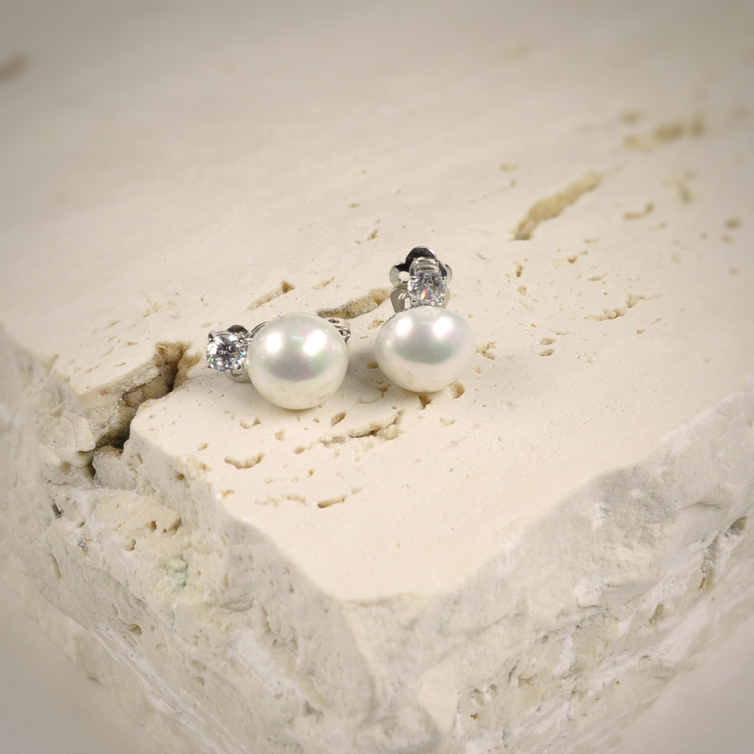 Silberohrclips mit halben Perlen 1