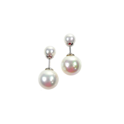 Pendientes de Plata con dos tamaños de Perlas