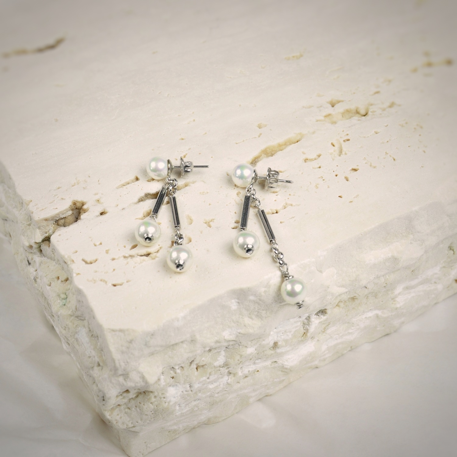 Silberohrhänger mit Perlen 1