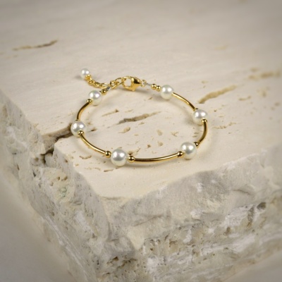 Goldplated Silver Bracelet with pearls 1