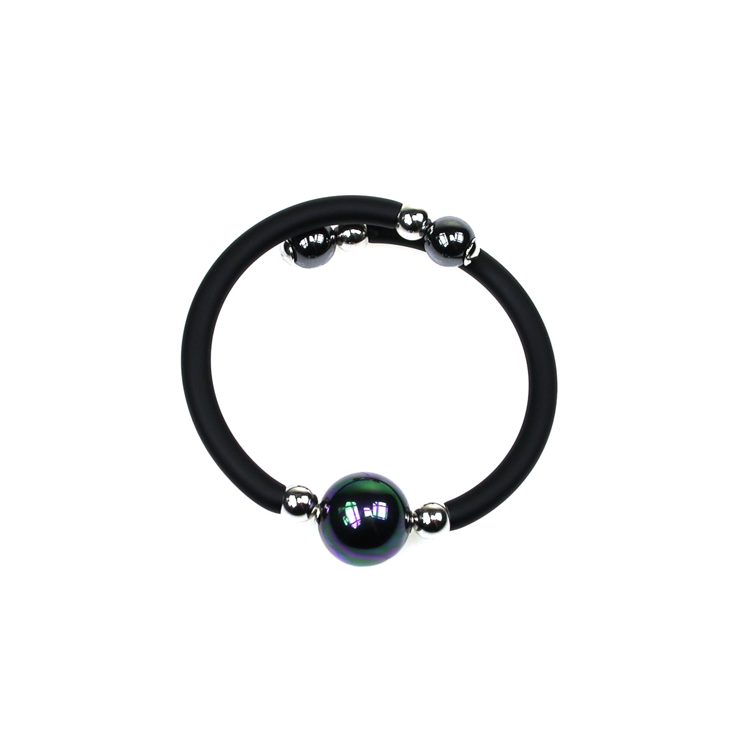 Kautschuk Armband mit Perle in Schwarz