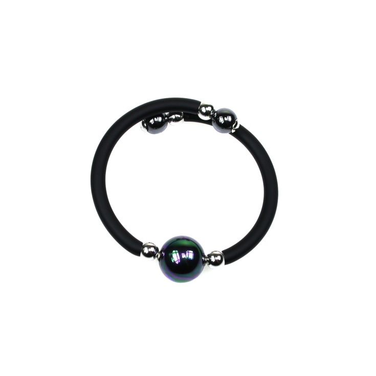 Rubber Bracelet with black pearl