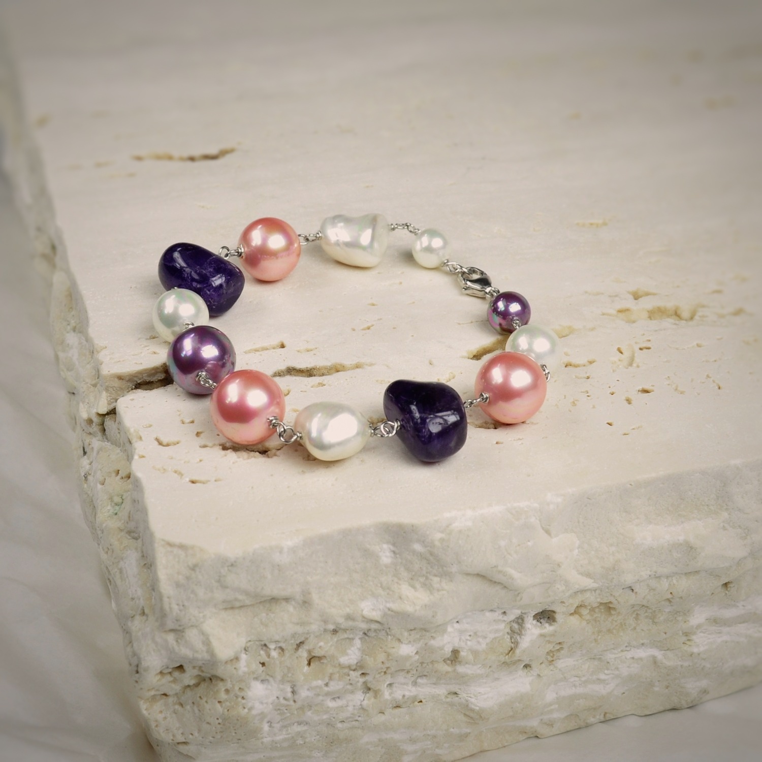 Pulsera de perlas multicolor 1