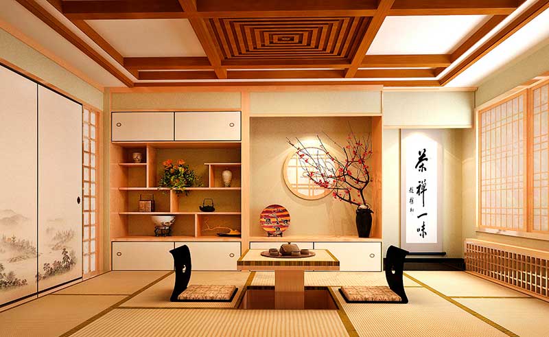 habitación con suelo de tatami