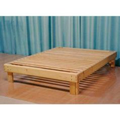90 x 200 cm con cabecero y somier Cama de futón de madera maciza natural color madera 