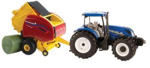 ERTL 1:32 Tractor NEW HOLLAND T6.180 CON EMPACADORA NEW HOLLAND 560 PACAS REDONDAS