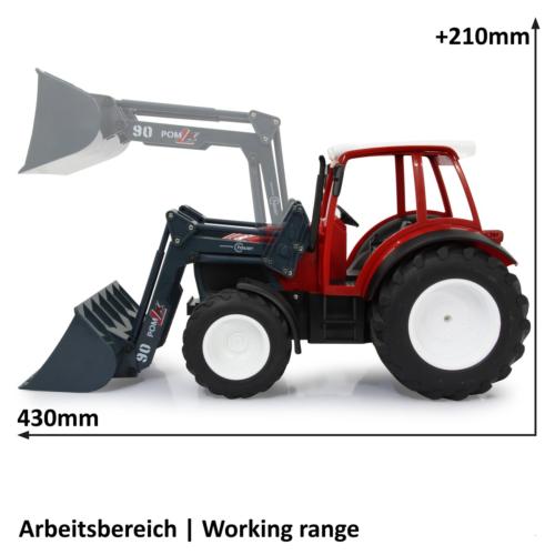 JAMARA 1:16 Tractor RC LINDNER ROJO CON PALA FRONTAL - Ítem3
