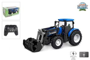 KIDS GLOBE Tractor RC 2.4 GHZ CON LUCES Y PALA FRONTAL AZUL 27 CMS