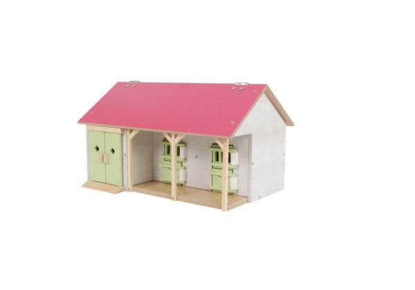 KIDS GLOBE 1:32 Establo CABALLOS CON 2 CUADRAS Y ALMACENAMIENTO ROSA - Ítem1