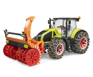 Tractor de juguete CLAAS Axion 950 con cadenas de nieves y sopladora Bruder 03017