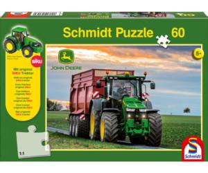 Puzzle tractor JOHN DEERE con remolque KRAMPE de 60 piezas Schmidt 56043