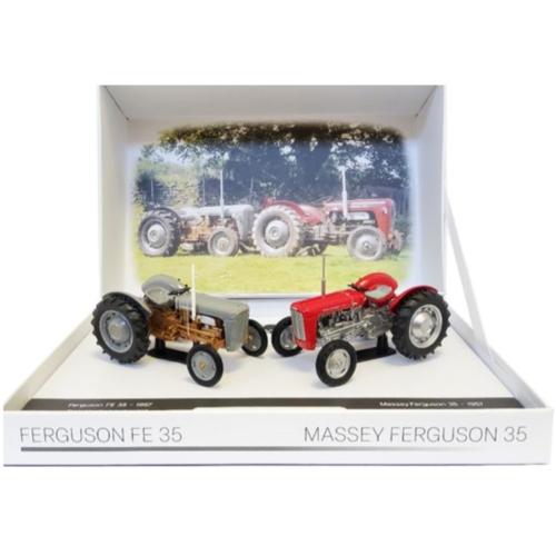 UNIVERSAL HOBBIES 1:32 Caja con Tractor FERGUSON 35 Y MASSEY FERGUSON 35 EDICION LIMITADA 1000 UNIDADES - Ítem1