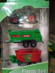 KIDS GLOBE FARMING Tractor SET 3 PIEZAS 22 CM (mezclador rojo)