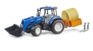 BRUDER 1:16 Tractor NEW HOLLAND T5.120 CON PALA FRONTAL, CAJA DE CARGA Y HORQUILLAS