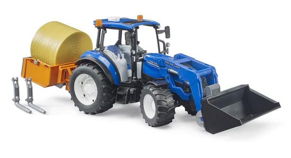 BRUDER 1:16 Tractor NEW HOLLAND T5.120 CON PALA FRONTAL, CAJA DE CARGA Y HORQUILLAS - Ítem1