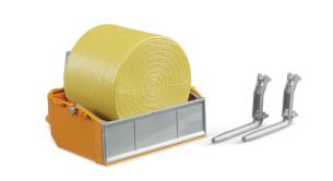 BRUDER 1:16 Caja de carga, horquillas de tractor y bala redonda
