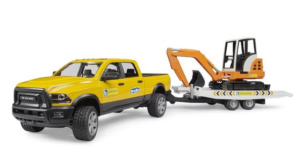 BRUDER 1:16 Todoterreno RAM 2500CON REMONQUE Y MINIEXCAVADORA - Ítem1