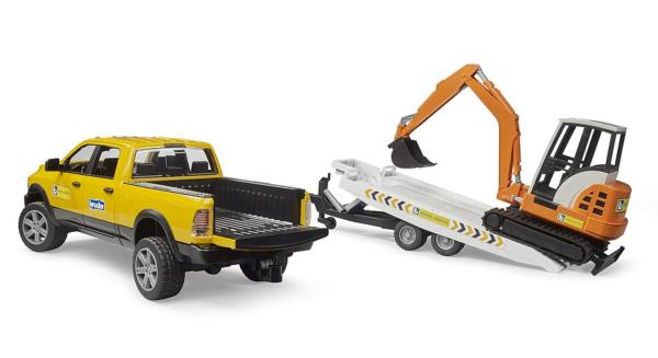 BRUDER 1:16 Todoterreno RAM 2500CON REMONQUE Y MINIEXCAVADORA - Ítem2
