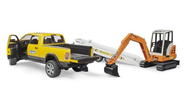 BRUDER 1:16 Todoterreno RAM 2500CON REMONQUE Y MINIEXCAVADORA - Ítem3