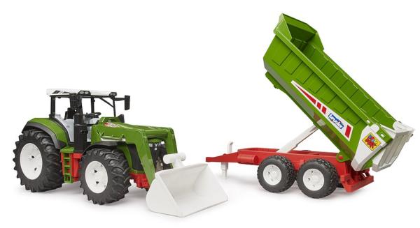BRUDER 1:16 Tractor ROADMAX CON PALA FRONTAL Y REMOLQUE BASCULANTE - Ítem1