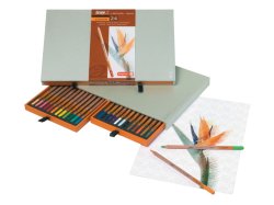 Caja de madera con 24 lápices de color Bruynzeel.