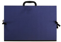 Carpeta azul de cintas forrada con tela y asa: 51x72