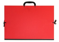 Carpeta roja de cintas forrada con tela y asa: 51x72