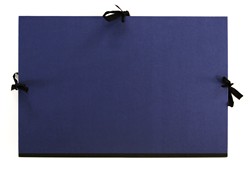 Carpeta azul de cintas forrada con tela: 36x52