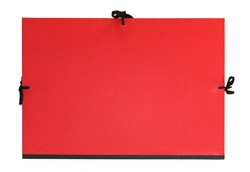 Carpeta roja de cintas forrada con tela: 36x52