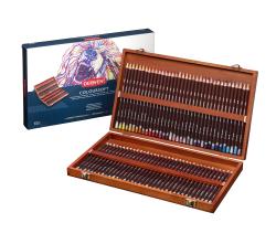 Derwent: Caja de madera con 72 lápices Coloursoft (gama completa).