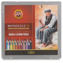 Caja metálica con 24 lápices acuarelables Mondeluz.